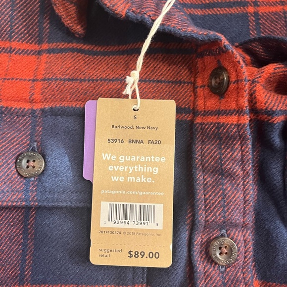 NWT Patagonia Fjord plaid flannel button up long-sleeved with pockets. - Picture 4 of 7